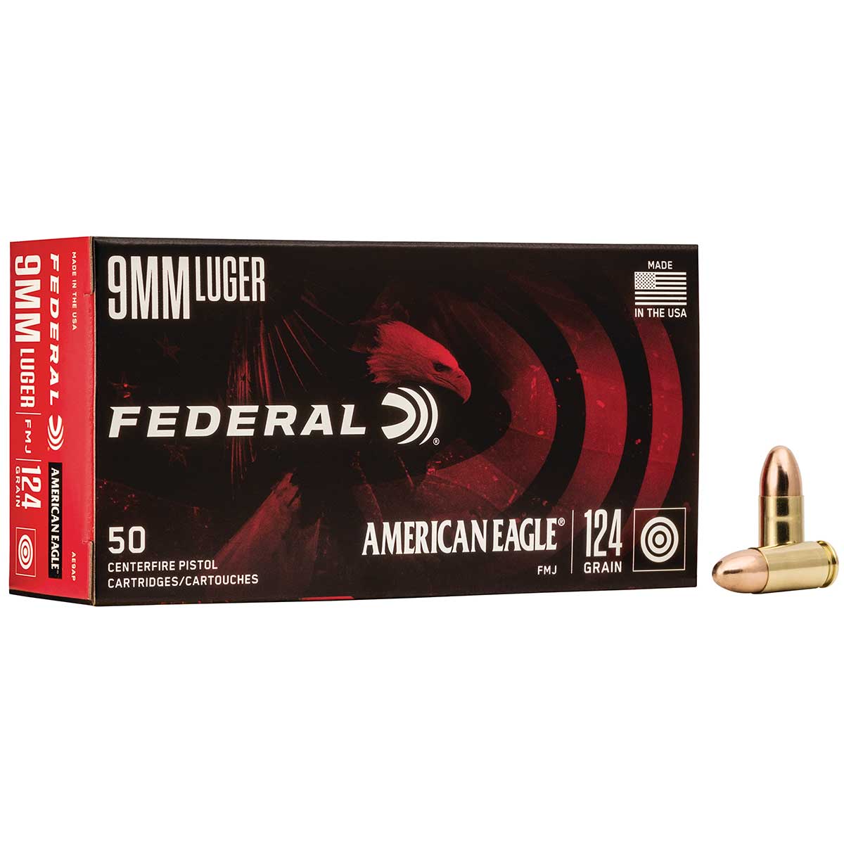 FEDERAL AMERICAN EAGLE 9MM LUGER 124 GRAIN