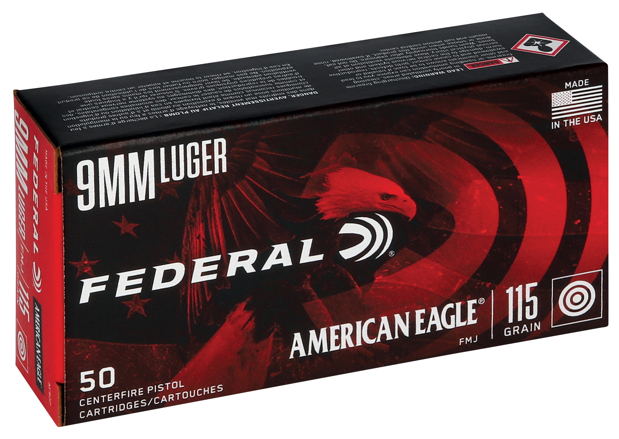 FEDERAL AMERICAN EAGLE 9MM LUGER 115 GRAIN