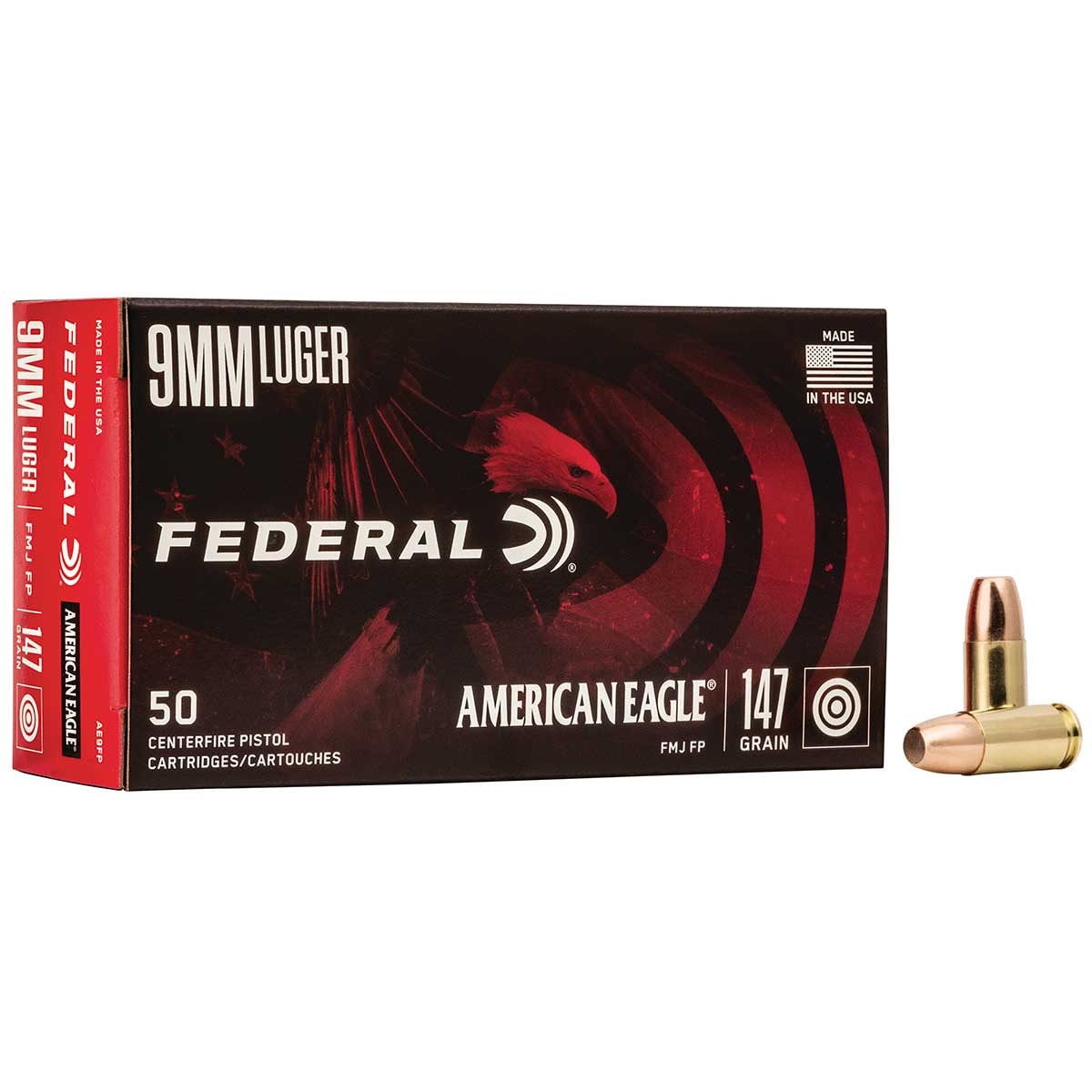 FEDERAL AMERICAN EAGLE 9MM LUGER 147 GRAIN
