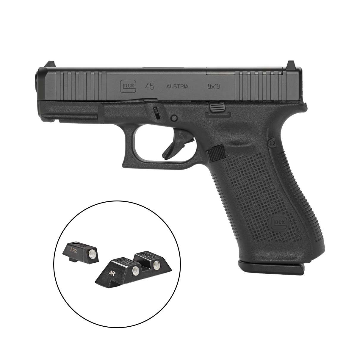GLOCK 45MOS GEN5 9MM PISTOL BLACK, FRONT SERRATION