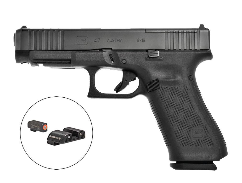 GLOCK 47MOS GEN5 9MM PISTOL BLACK, FRONT SERRATION