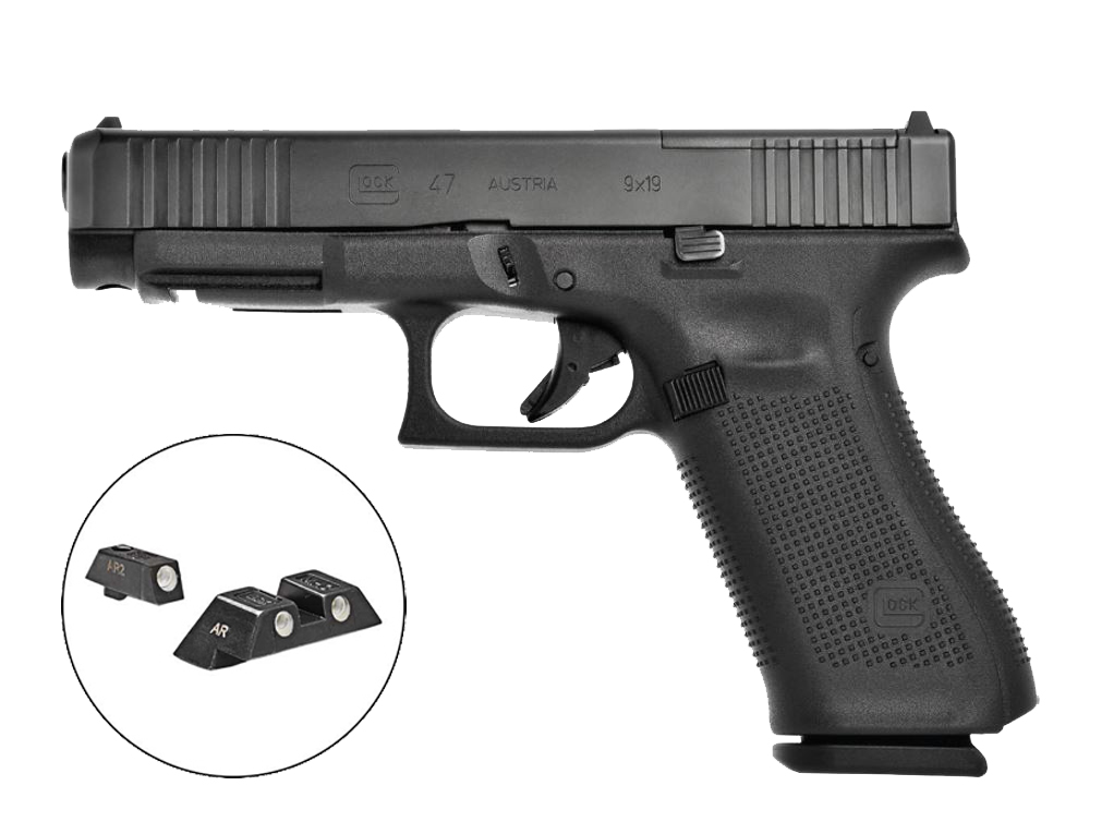 GLOCK 47MOS GEN5 9MM PISTOL BLACK, FRONT SERRATION
