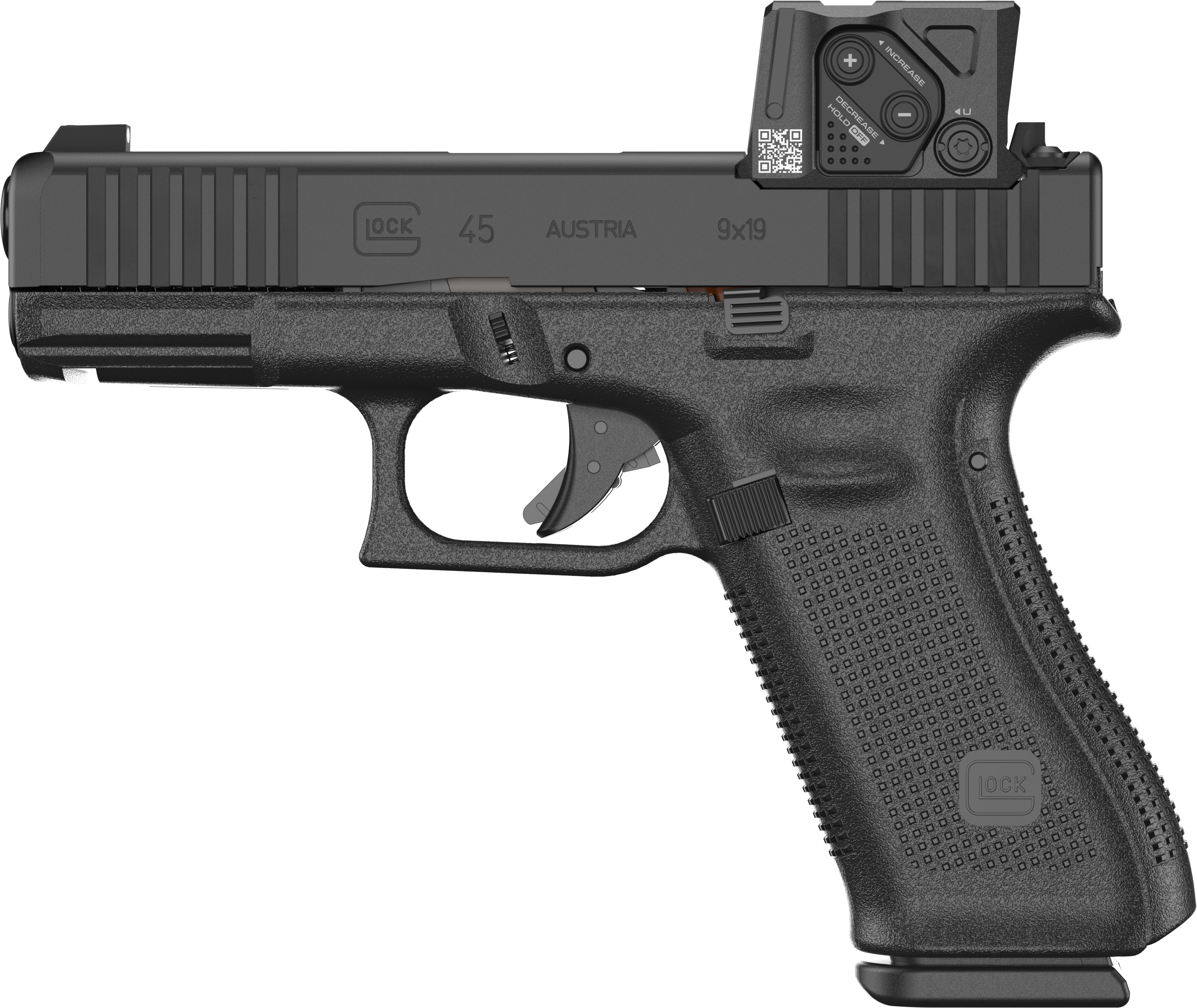 GLOCK 45MOS8 GEN5 9MM PISTOL BLACK, FRONT
