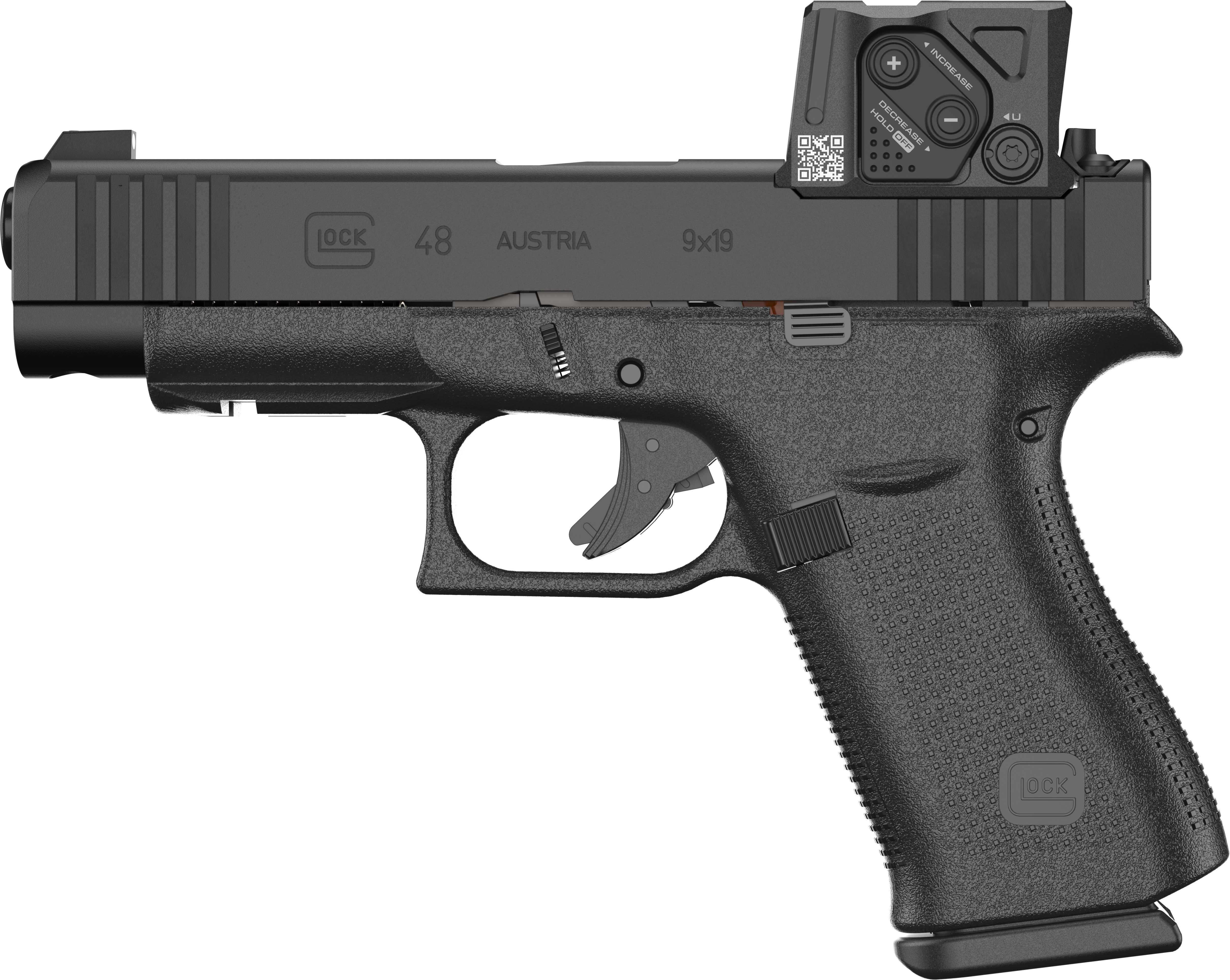 GLOCK 48 MOS8 GEN5 9MM PISTOL, BLACK, FRONT RAILS,