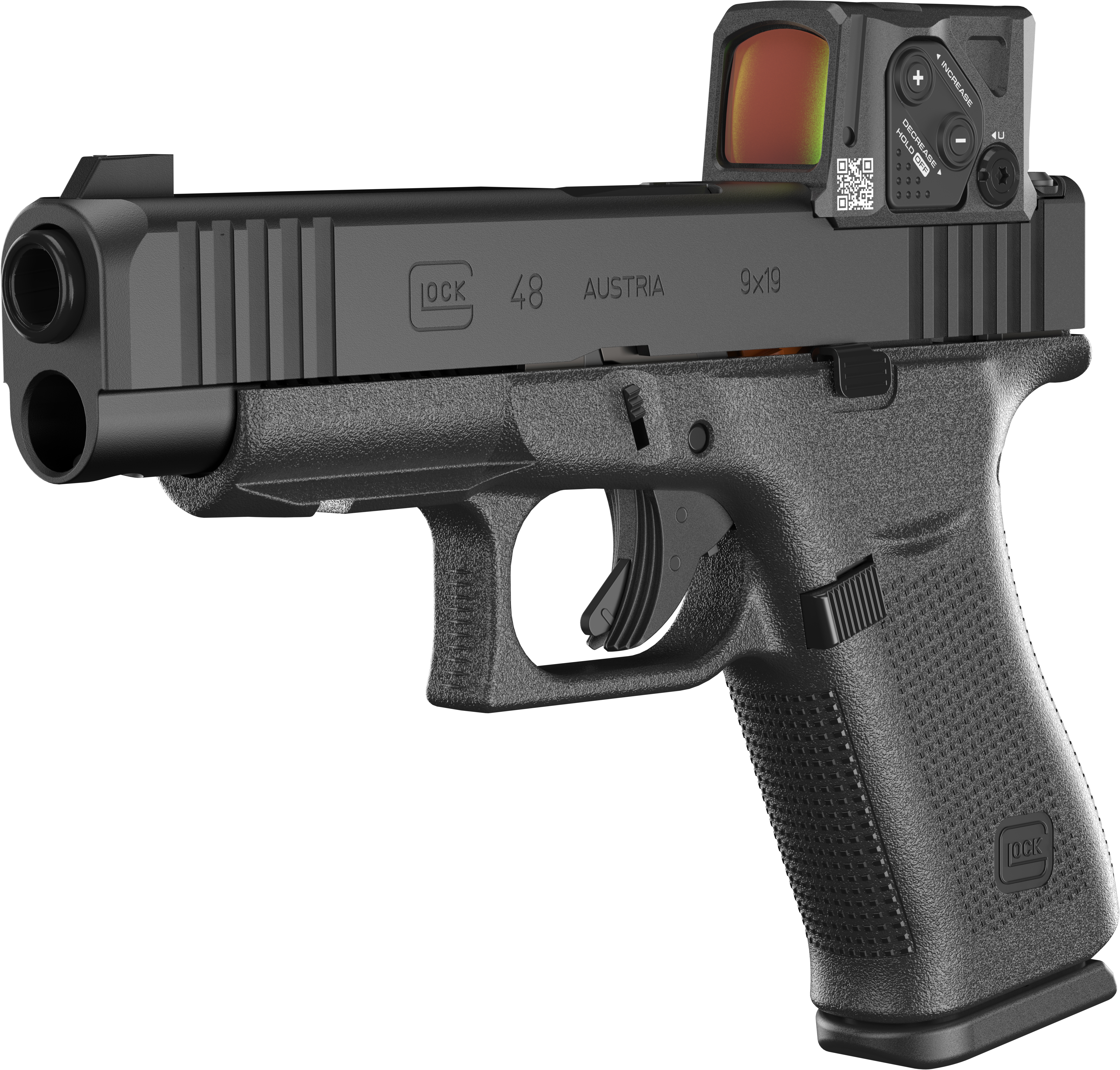 GLOCK 48 MOS8 GEN5 9MM PISTOL, BLACK, FRONT RAILS,