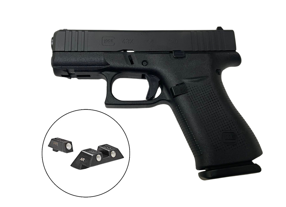 GLOCK 43X 9MM PISTOL, BLACK, GLOCK NIGHT SIGHTS,
